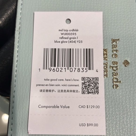 Kate Spade Darcy Medium L-Zip Card Holder Blue Glow - Picture 5 of 13